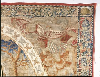 Brüsseler allegorischer Wandteppich, der den Monat Dezember aus "Die Medaillon-Monate" darstellt, ca. 1525