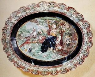 Schale, Flora darstellend