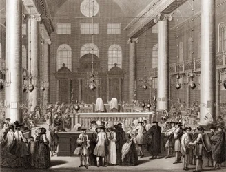 Das jüdische Purimfest oder Cots Gravur aus "Illustration der Zeremonien und religiösen Bräuche aller Völker der Welt" von Bernard Picart (1723-1743) 1819 Private Sammlung