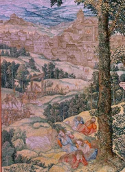 Flämischer Wandteppich. Serie Die Passion Christi. Christus am Ölberg. Herstellung Pieter de Pannemaeker, Brüssel. Zeichner Barend van Orley. Ca. 1518-1522.