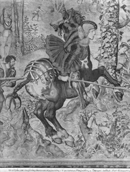 Die Jagden von Maximilian, Steinbock, Die Wildschweinjagd, Detail von Maximilian I., 1459-1519, Gobelins-Manufaktur