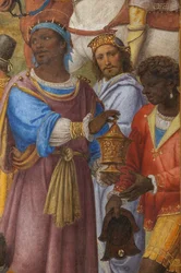 Detail der Anbetung der Heiligen Drei Könige, Presbyterium oder Hauptkapelle