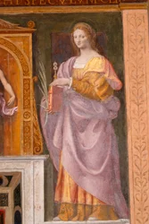 Die heilige Lucia, Fresko von Bernardino Luini in der Kirche San Maurizio al Monastero Maggiore, Mailand, Lombardei, Italien