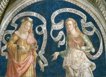 Der Prophet Jeremia und die phrygische Sibylle, von Pinturicchio, Bernardino, Werkstatt (1454-1513). Fresko