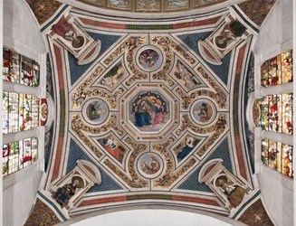 Die Krönung der Jungfrau „Die vier Evangelisten“, „Die Sibyllen“ und „Die Kirchenlehrer“ Gewölbe des Chors von Pinturicchio (Bernardino di Betto) (1454-1513) - 1508-1510 Basilika Santa Maria del Popolo (Kirche Santa Maria del Pop