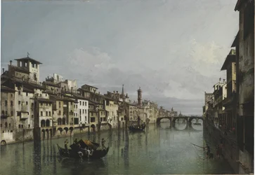 Der Arno zwischen der Ponte Vecchio und der Ponte Santa Trinità, Florenz, 1740