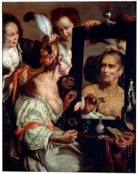 Vanitas der alten Kokette, nach 1630.