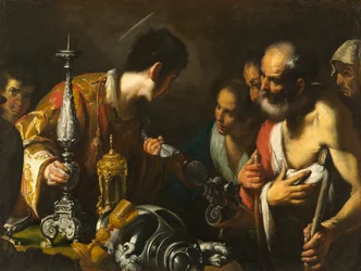 Der heilige Laurentius verteilt die Schätze der Kirche, um 1625