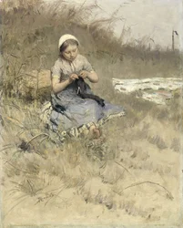 Mädchen beim Stricken