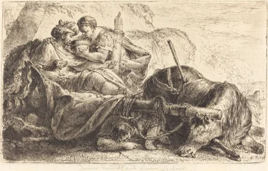 Darius erhält Wasser aus dem Helm eines Soldaten Alexanders
