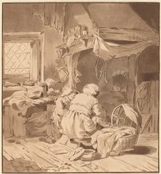 Innenraum eines Bauernhauses mit zwei Frauen, 1772, veröffentlicht 1787