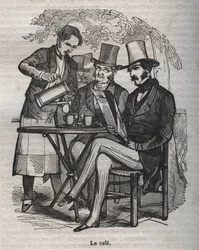 Le café - Gravur in „La Physiologie du goût“ von Jean Anthelme Brillat Savarin
