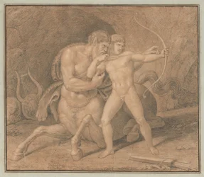 Chiron lehrt Achilles das Bogenschießen