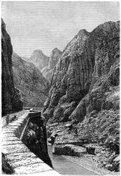 Ansicht auf der Shabet el Akra Karawanenroute, Algerien, um 1890