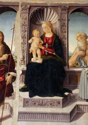 Madonna mit Kind auf dem Thron mit den Heiligen Johannes der Täufer und Hieronymus