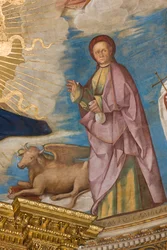 Apsis, Catino Apsis, Pantokrator unter den Heiligen Marcellino, Imerio, Omobono, Peter Exorzist, Detail St. Omobono
