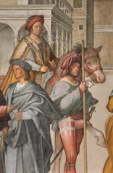 Zentrales Schiff, erstes nördliches Joch, Begegnung von St. Joachim und Sant