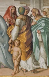 Zentrales Kirchenschiff, Zweite Nordspanne, Heirat der Jungfrau, Boccaccio Boccaccino 1514-15, Detail
