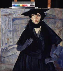 Eine Frau in Schwarz. Gemälde, 1886-1939, um 1910. Russische Avantgarde, 20. Jahrhundert, Expressionismus. Staatliches Kunstmuseum, Dnipro (Dnipropetrowsk) (Ukraine)