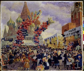 Ein Jahrmarkt auf dem Roten Platz des Kremls in Moskau