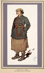 Weiblicher Geheimagent aus Histoire des Soviets, veröffentlicht 1922 (farbige Lithographie)