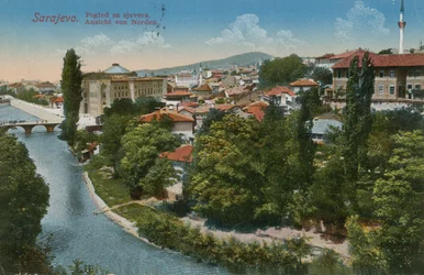 Sarajevo - Blick nach Norden der Stadt. Postkarte gesendet 1913.