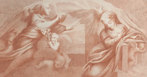 Die Verkündigung, mit Gabriel links und der Jungfrau Maria rechts, 1784