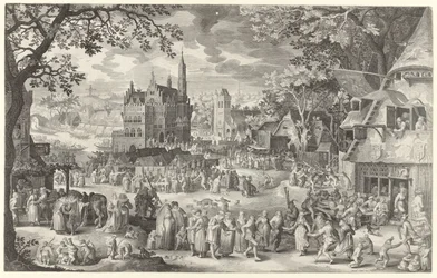 Bauernkirmes vor der Waage auf dem Dorfplatz