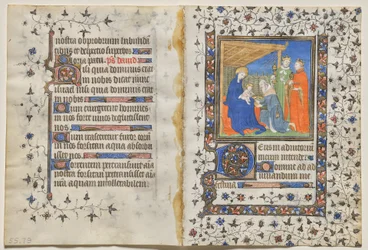 Bifolio aus einem Stundenbuch: Anbetung der Könige (recto)