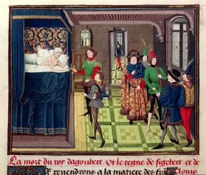 Ms 5089-90 Der Tod von König Dagobert I., aus Chroniques des Empereurs von David Aubert, 1462