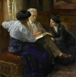Alphons Marie Antoine Joseph Grandmont, der zweite Ehemann der Künstlerin, unterrichtet zwei italienische Mädchen