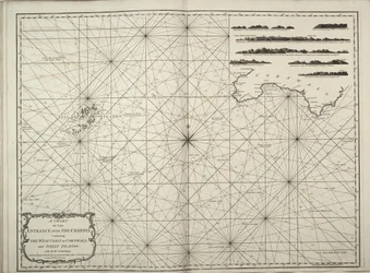 Eine Karte des Eingangs in den Kanal mit der Westküste von Cornwall und den Scilly-Inseln mit allen Tiefenangaben