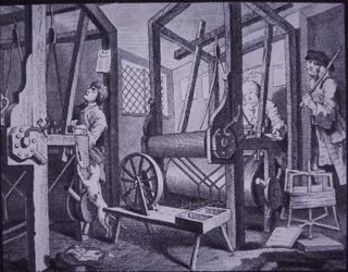 Weben in Spitalfields, London (Gravur)