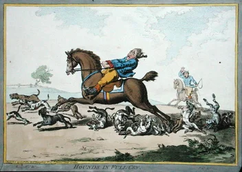Hunde in voller Jagd, radiert von James Gillray (1757-1815) veröffentlicht von Hannah Humphrey 1800