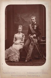 Kronprinz Rudolf mit Prinzessin Stephanie von Belgien anlässlich ihrer Verlobung..., 1880.
