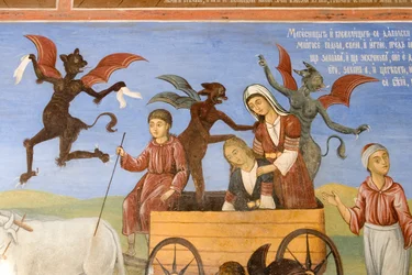 Bulgarien, Rila-Kloster, Fresko in der Kirche der Geburt der Jungfrau