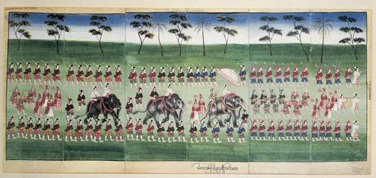 Gemälde von König Mindom auf Parade, Myanmar