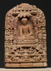 Plakette mit Episoden aus dem Leben von Shakyamuni Buddha