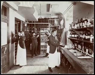 Eine Speisekammer im Hotel Manhattan, 1902