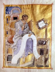 Der Heilige Markus dargestellt in einem byzantinischen Manuskript aus dem 13. Jahrhundert, London, Victoria and Albert Museum