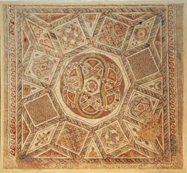 Mosaikboden aus dem byzantinischen Kloster der Festung von Deir Qala, 6. Jahrhundert n. Chr.