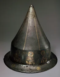 Stahl-, Gold- und Silberhelm mit Deesis, byzantinisch, 13. Jahrhundert