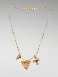 Kette mit zwei Anhängern und einem Kreuz, 500er