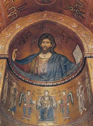Christus Pantokrator und die Madonna auf dem Thron mit Engeln und Aposteln, aus der zentralen Apsis