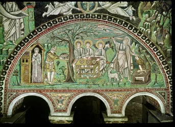 Die Gastfreundschaft Abrahams und das Opfer Isaaks, 6. Jahrhundert