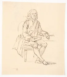 Sitzender Herr mit Perücke und Ordensband