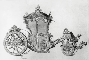 Entwurf für eine Rokoko-Kutsche, Gravur