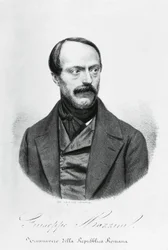 Porträt von Giuseppe Mazzini (1805-1872), italienischer Patriot, Politiker, Philosoph und Journalist, Gravur