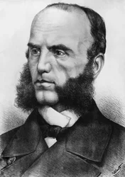 Porträt von Wilhelm von Tegetthoff (1827-1871), österreichischer Admiral, er kommandierte die Seestreitkräfte während des Zweiten Schleswigkriegs 1864 und des Deutschen Krieges 1866, Gravur nach einer Zeichnung von Watt