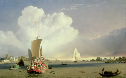 Am Hoogly-Fluss bei Garden Reach unterhalb von Kalkutta, 1852